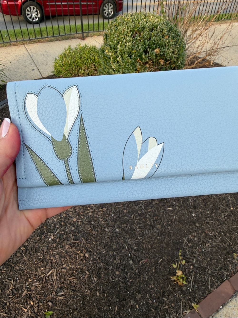 Radley London ~ Blue Floral Leather Clutch ~Perfect
